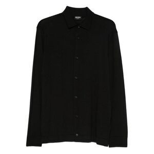 ZEGNA Men's Cashseta Blend Long Sleeve Collared Shirt Men BLACK Sweaters &